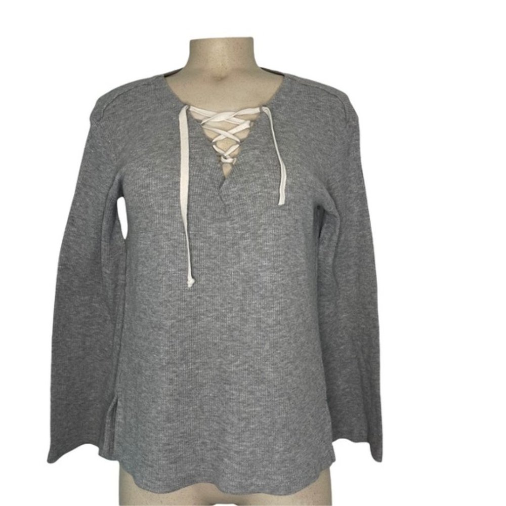 SKIN Gray Waffle Knit Long Sleeve Top Size 1